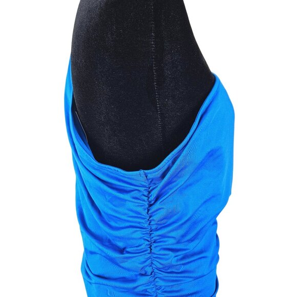 Pretty Garden Womens Elegant One Shoulder Blue Ruched Dress Size XL Party - Picture 5 of 8